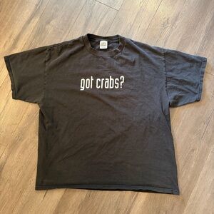 Y2K “Got Crabs?” Funny Faded Black Graphic Tee